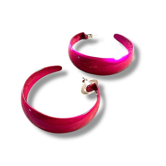 Hot pink metal hoops  2” - Picture 5 of 7